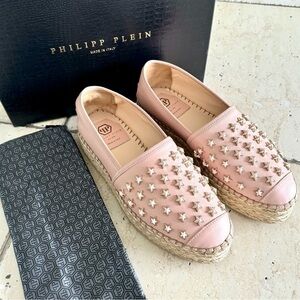 PHILIPP PLEIN Espadrille, blush pink with stars, Size 40, Authentic